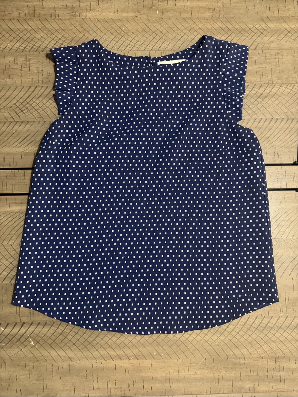Monteau Navy Blue Polka Dot Ruffle Sleeve Camisole